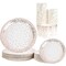 Disposable Dinnerware Set - Serves 50 - Party Supplies, Rose Gold Foil Polka Dot Design, Includes Dinner and Appetizer Paper Plates, Cups